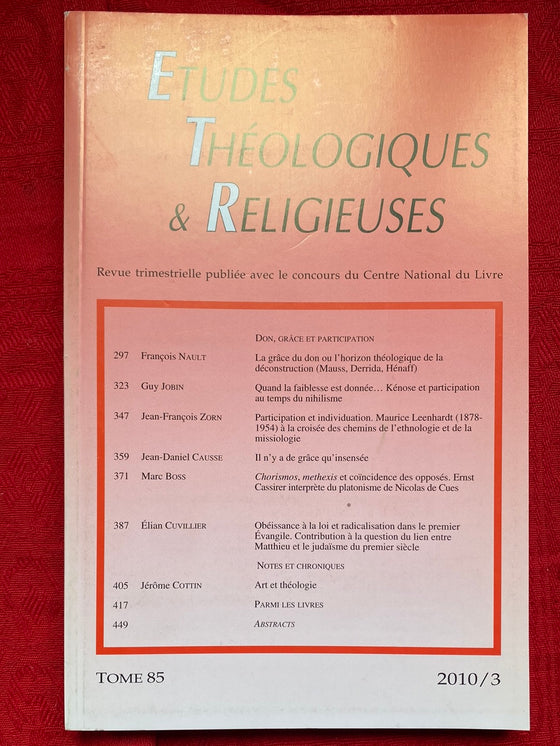 Etudes Théologiques et Religieuses 2010/3