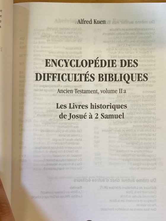 Encyclopédie des difficultés bibliques: Livres historiques 2a Josué à Samuel