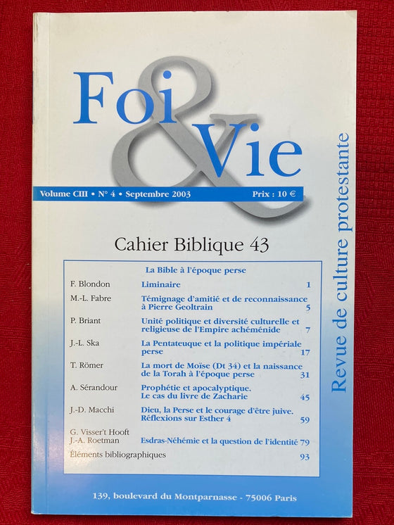 Foi et vie - Cahier biblique 43
