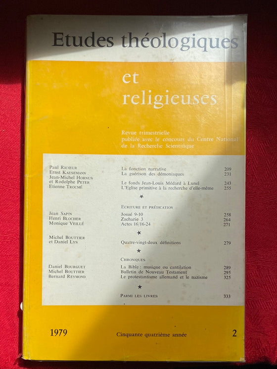 Etudes Théologiques et Religieuses 1979/2