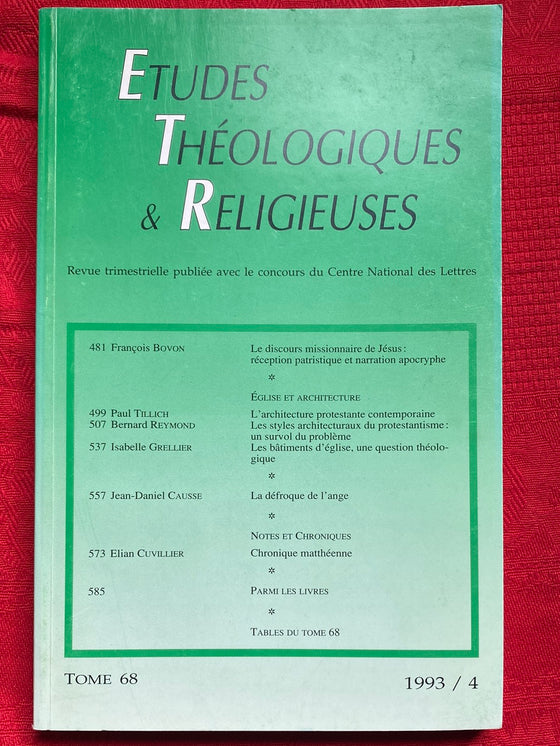 Etudes Théologiques et Religieuses 1993/4