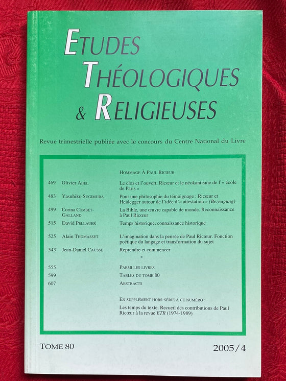 Etudes Théologiques et Religieuses 2005/4