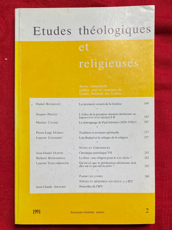 Etudes Théologiques et Religieuses 1991/2