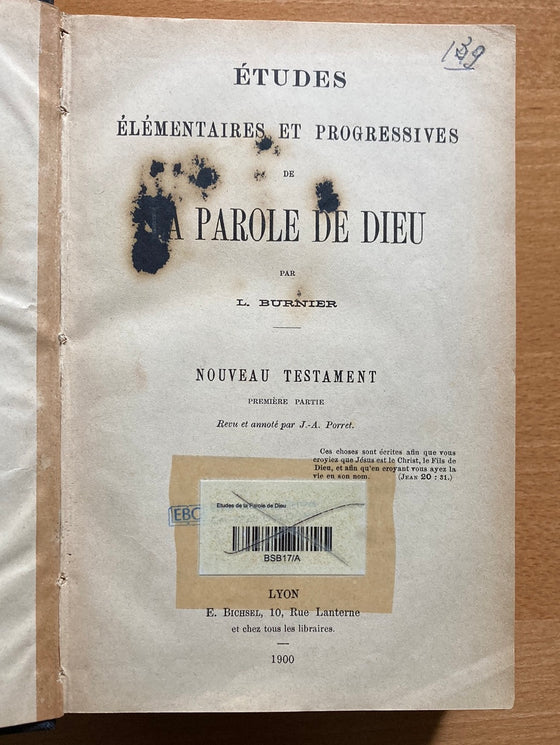 Etudes élémentaires et progressives de la Parole de Dieu Vol. 1 (Nouveau Testament)