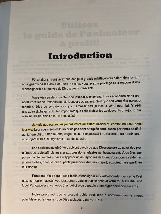 Mon Dieu, mes proches et moi vol.1 guide de l'animateur (surligné et annoté)