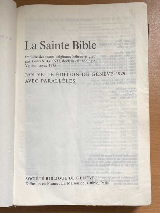 La Sainte Bible Louis Segond NEG