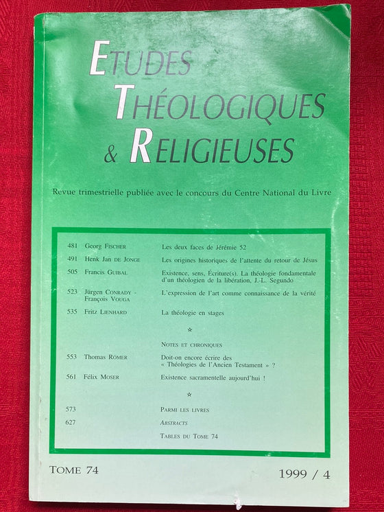 Etudes Théologiques et Religieuses 1999/4