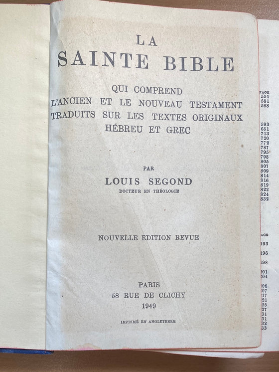 La Sainte Bible (couverture tâchée)