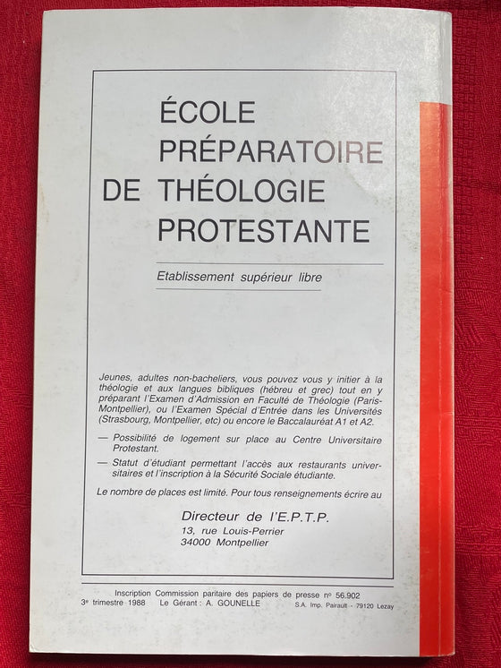 Etudes Théologiques et Religieuses 1988/3