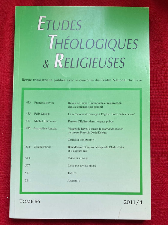 Etudes Théologiques et Religieuses 2011/4