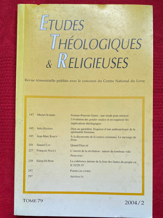 Etudes Théologiques et Religieuses 2004/2