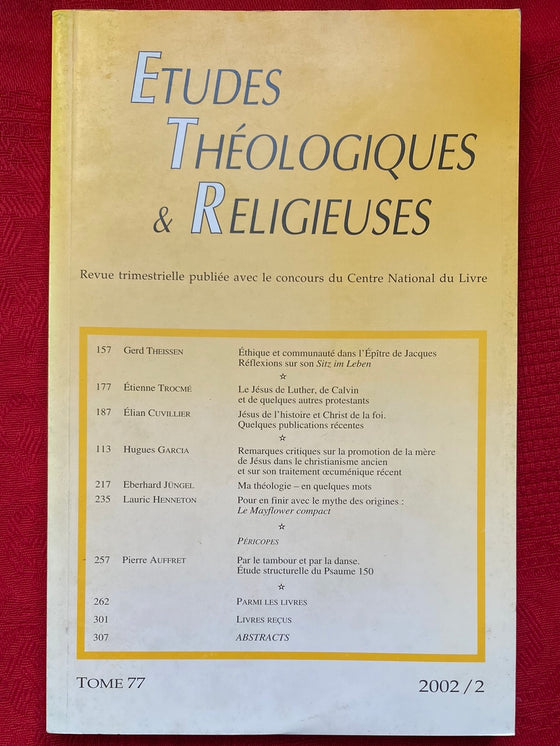 Etudes Théologiques et Religieuses 2002/2