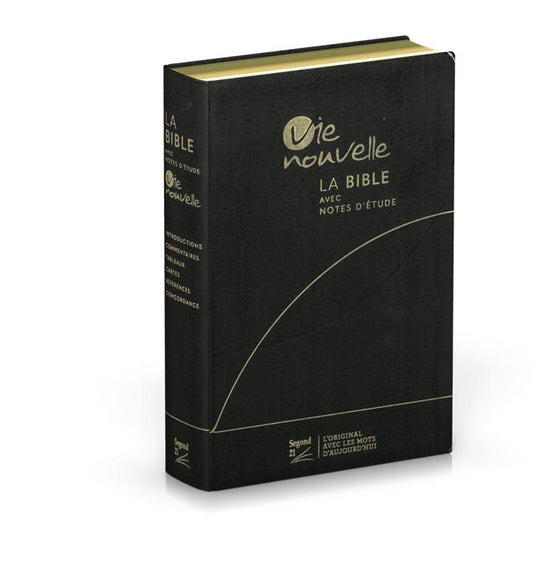 Bible d´étude Vie nouvelle Segond 21 Noire fibrocuir souple Tranche dorée avec boitier