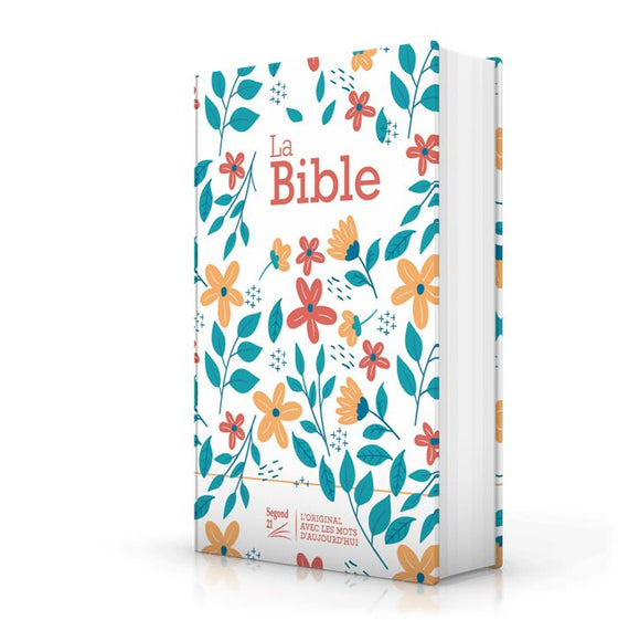 Bible Segond 21 compacte premium Blanche rigide toilée matelassée motif fleuris