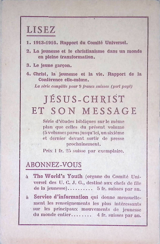 Jésus-Christ et son message - Section V