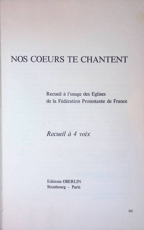 Nos cœurs te chantent - 4 voix