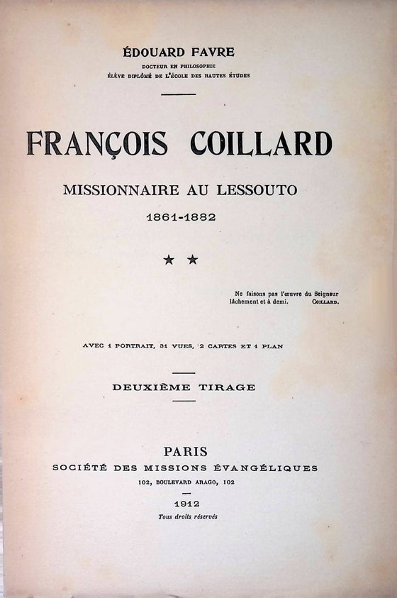 François Coillard : Missionnaire au Lessouto
