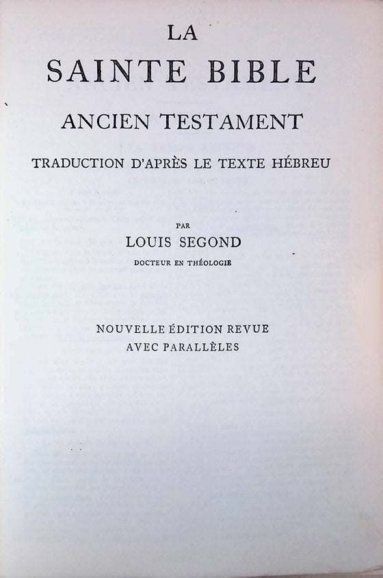 La Sainte Bible, Louis Segond, avec parallèles, simili-cuir, semi-rigide, noire