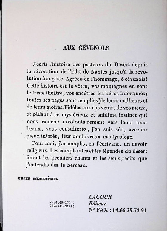 Histoire des pasteurs du désert