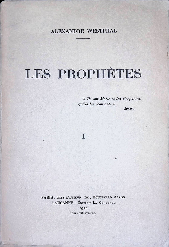 Les prophètes - Vol. 1 [WESTPHAL]