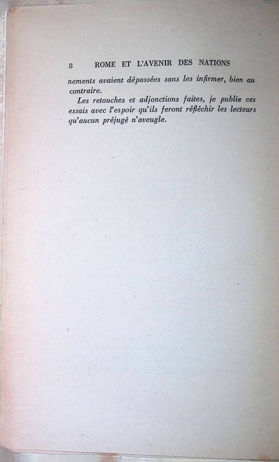Rome et l'avenir des nations