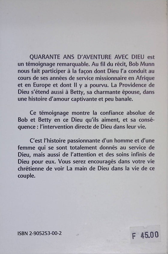 Quarante ans d'aventure avec Dieu (offre spéciale)
