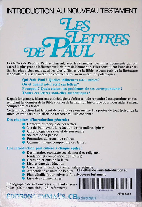 Les lettres de Paul - Introduction au Nouveau Testament