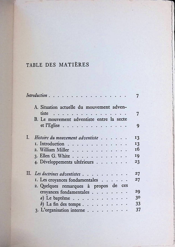 Les adventistes du septième jour