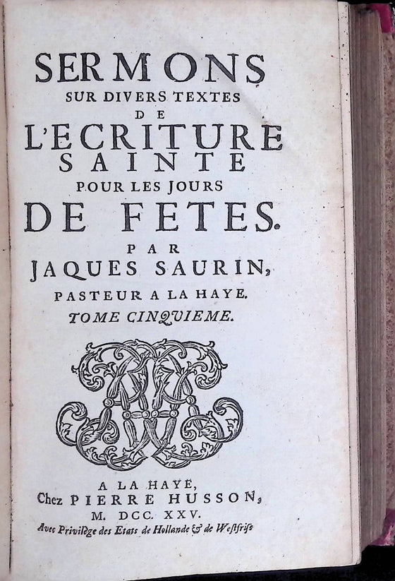 Sermons sur divers textes de l'Ecriture Sainte (Saurin, 1725)