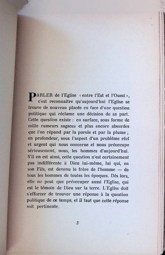 L'Eglise entre l'Est et l'Ouest
