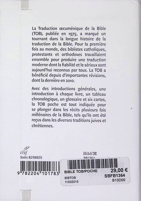 Bible TOB poche