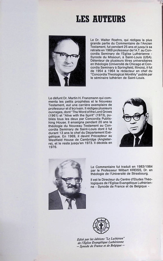 Commentaire biblique pour l'étude personnelle de l'Ecriture Sainte