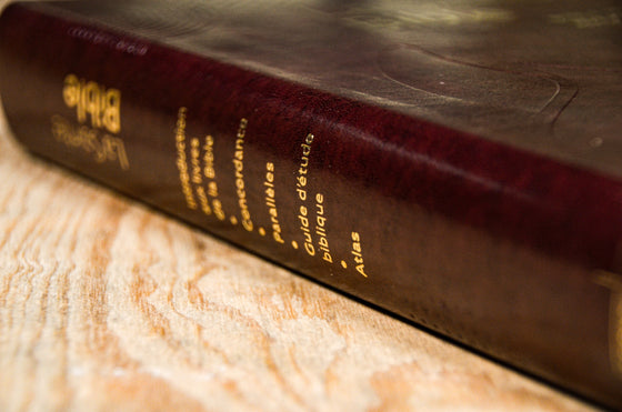 Bible d´étude NEG avec parallèles Bordeaux souple Tranche dorée avec onglets