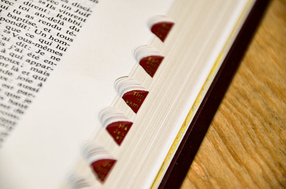 Bible d´étude NEG avec parallèles Bordeaux souple Tranche dorée avec onglets