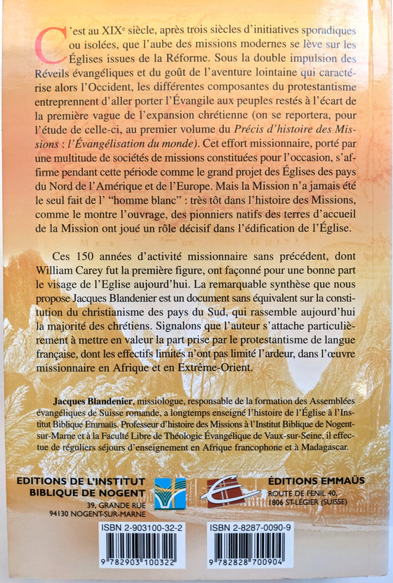 Précis d'histoire des missions - Vol.2 - Du XIXe siècle au milieu du XXe siècle : L'essor des Missions protestantes