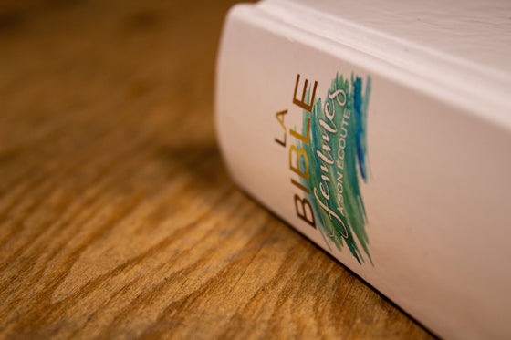 Bible Segond 1910 Femmes à son écoute Blanche déco aqua et or rigide