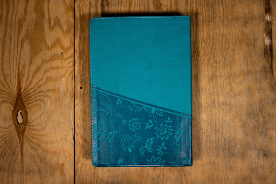 Bible Segond 1910 Femmes à son écoute Turquoise souple avec relief fleurs