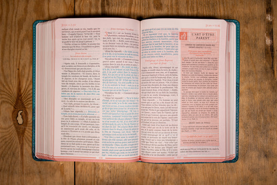 Bible Segond 1910 Femmes à son écoute Turquoise souple avec relief fleurs