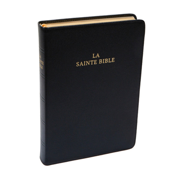 La Sainte Bible, Darby, grand format, cuir noir sans rebord et tranche dorée