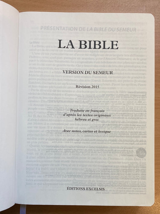 Bible Semeur 2015 gros caractères Bleue rigide