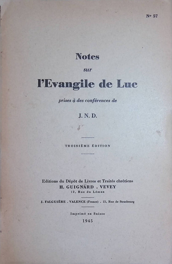 Notes sur l'Evangile de Luc