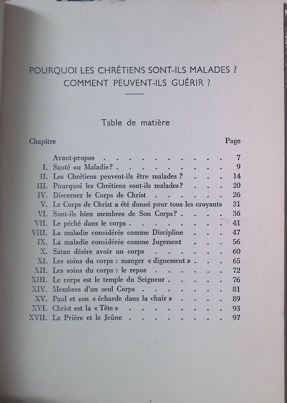 Pourquoi les chrétiens sont-ils malades ?