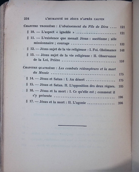 L'humanité de Jésus d'après Calvin