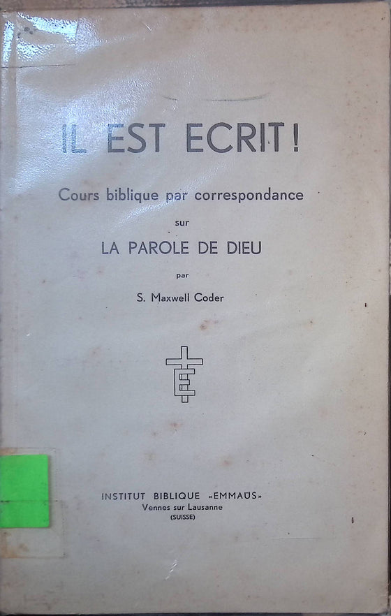 Il est écrit [ S. Maxwell CODER]