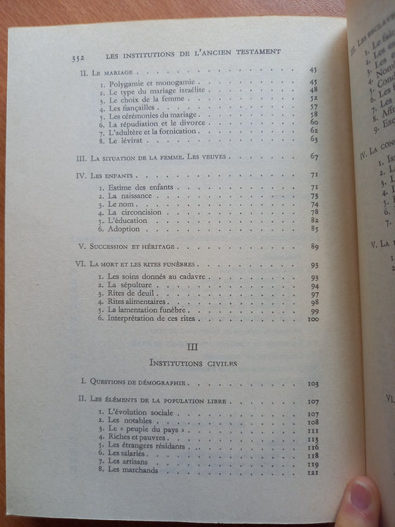 Les institutions de l'Ancien Testament Vol. 1 (catholique)