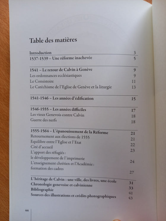 Jean Calvin et la Réformation de Genève 1536-1564