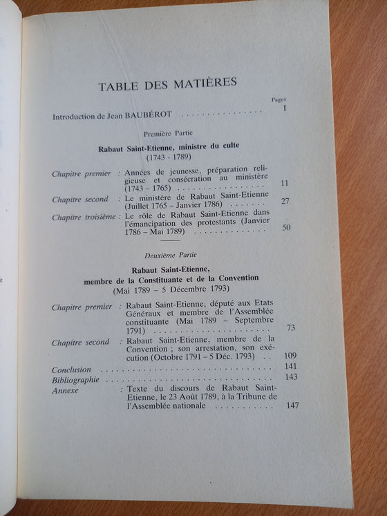 Rabaut Saint-Etienne 1743-1793 - Un protestant défenseur de la liberté religieuse