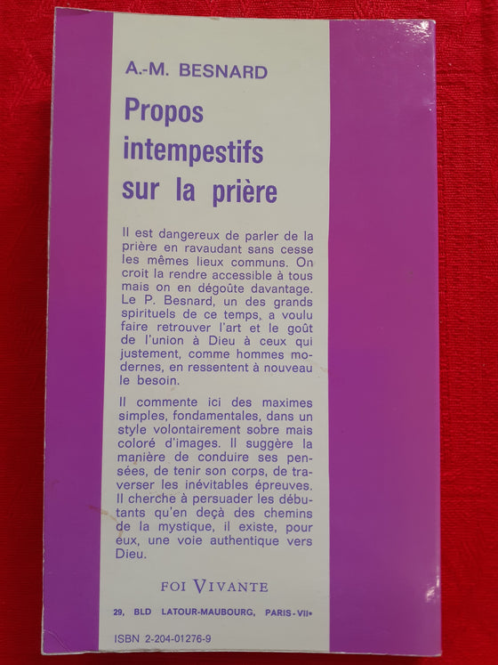 Propos intempestifs sur la prière