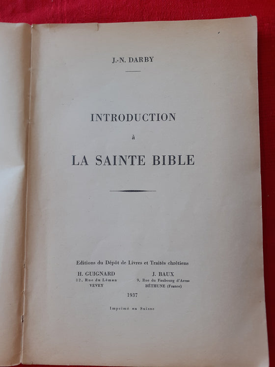 Introduction à la Sainte Bible