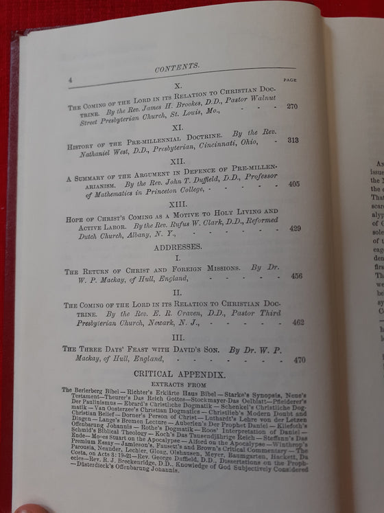 Premillennial Essays: Prophetic Conference 1878